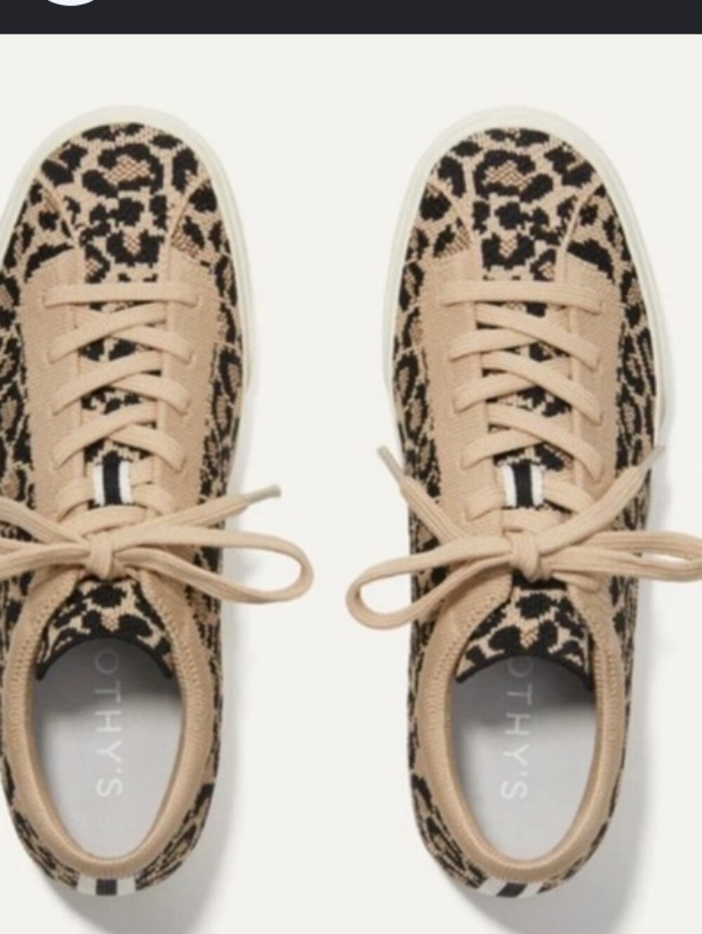 Rothy's Ladies Leopard Knit Sneakers in Beige and Black